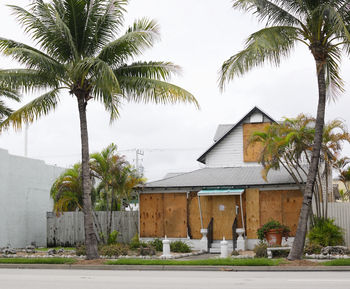 Florida properties boarded up for the anticipated passing of Hurricane Matthew